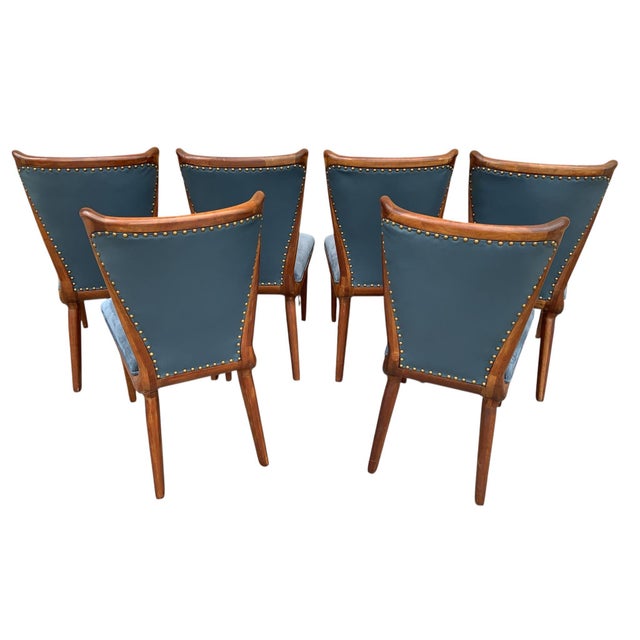 Vintage Italian Art Deco Dining Chairs Newly Reupholstered - 6 For Sale - Image 9 of 10