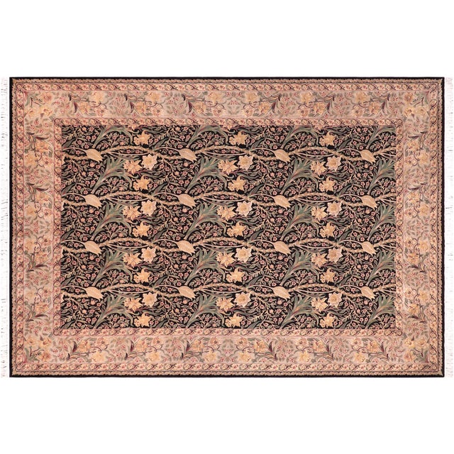Gray Elegant Pak-Persian Black/Taupe Wool Rug - 9'2'' X 12'4'' For Sale - Image 8 of 9