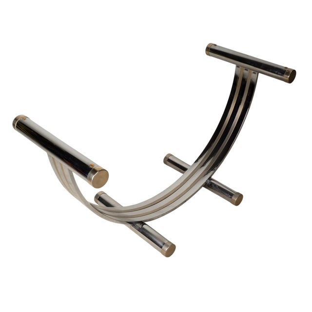 Vintage Chrome & Brass Dining Table Base Attributed to Romeo Rega 1970s For Sale In Tampa - Image 6 of 13