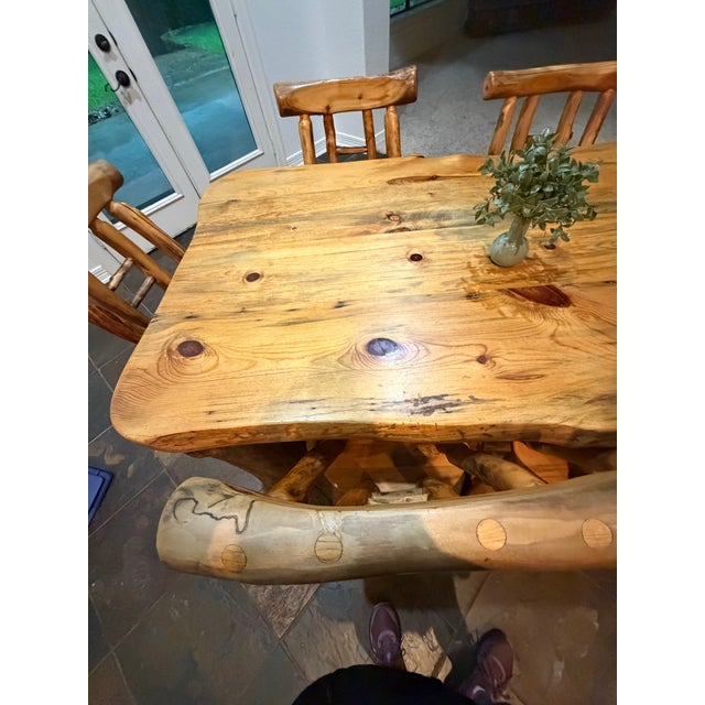 Custom Solid Aspen Wood Dining Room Table Set - 7 Pieces For Sale - Image 11 of 12