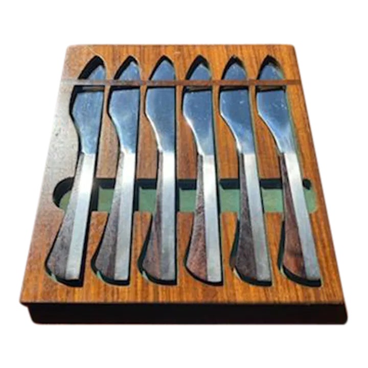 1960s Mid Century Modern Wall Hanging Knife Set in Brazilian Rosewood