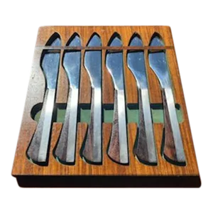 1960s Mid Century Modern Wall Hanging Knife Set in Brazilian Rosewood- Set of 6