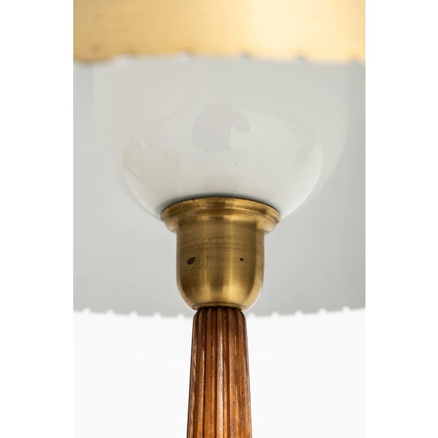 Scandinavian Modern Beech and Brass Table Lamp by Hans Bergström, 1950s For Sale - Image 9 of 13