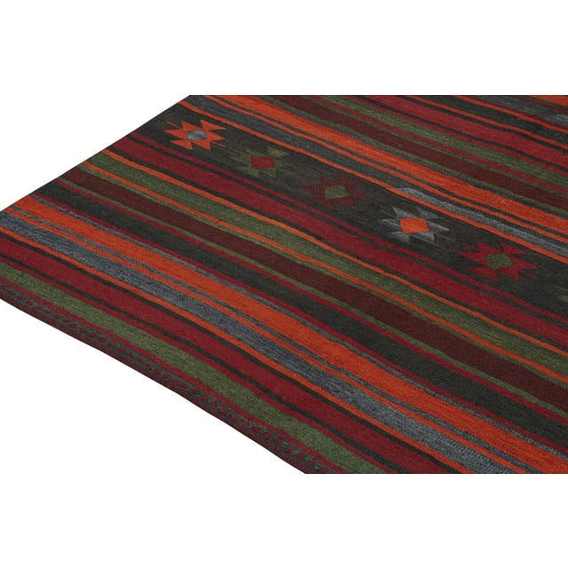 1950s 1950s Vintage Persian Kilim in Burgundy With Polychromatic Stripes by Rug & Kilim For Sale - Image 5 of 8