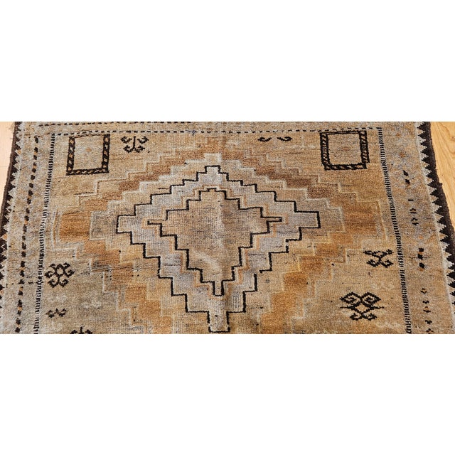 Mid 20th Century Vintage Moroccan Camelhair Area Rug With Diamond Motifs For Sale - Image 5 of 17
