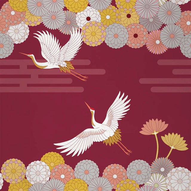 Contemporary Ambiente Flower and Chevron 4 Fabric Wall Covering by Chiara Mennini for Midsummer-Milano For Sale - Image 3 of 3