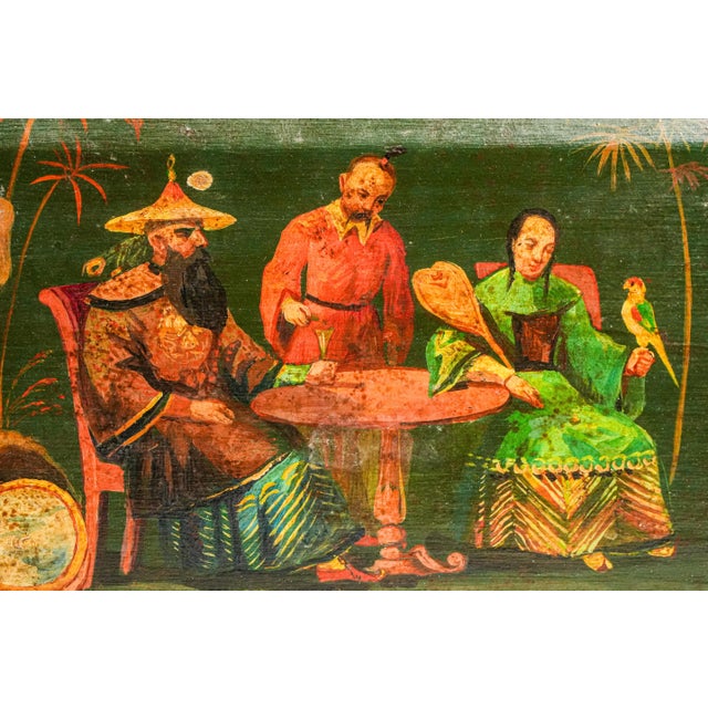 Chinoiserie Lovely Asian Inspired Antique Hand Painred Large Humidor Box Chinoiserie Home Decor For Sale - Image 3 of 18