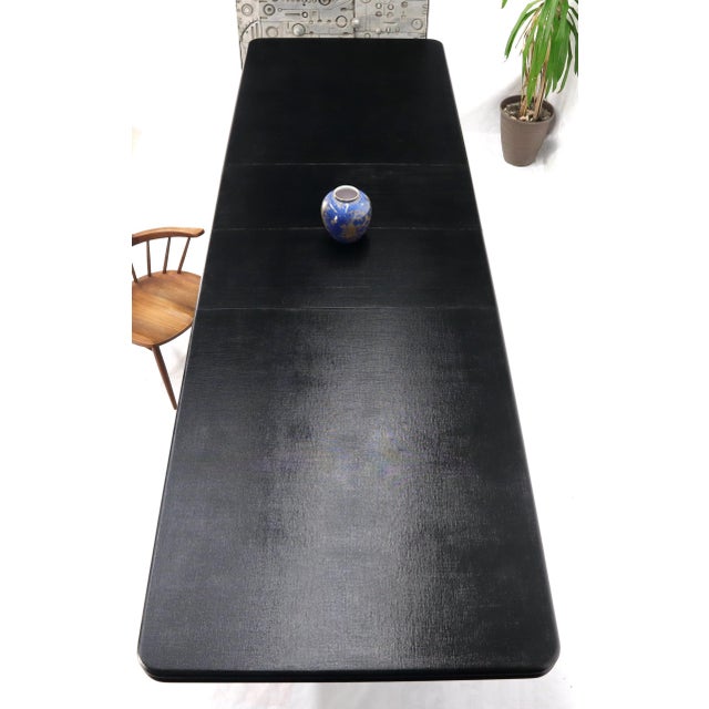 Triple Cylinder Base Lacquered Cloth Wrapped Extra Long Dining Conference Table For Sale - Image 10 of 18