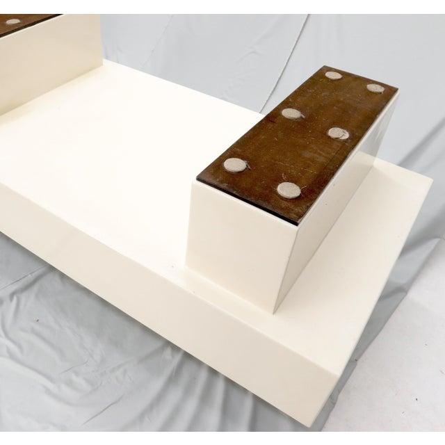 Mid Century Modern Double Pedestal Thick Cream Off-White Lacquer Coffee Table For Sale - Image 11 of 11