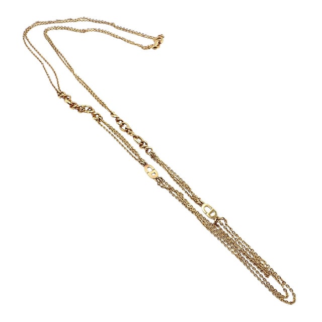 Vintage Christian Dior Solid Gold CD Three Strand 28" Long Necklace Germany For Sale - Image 12 of 13