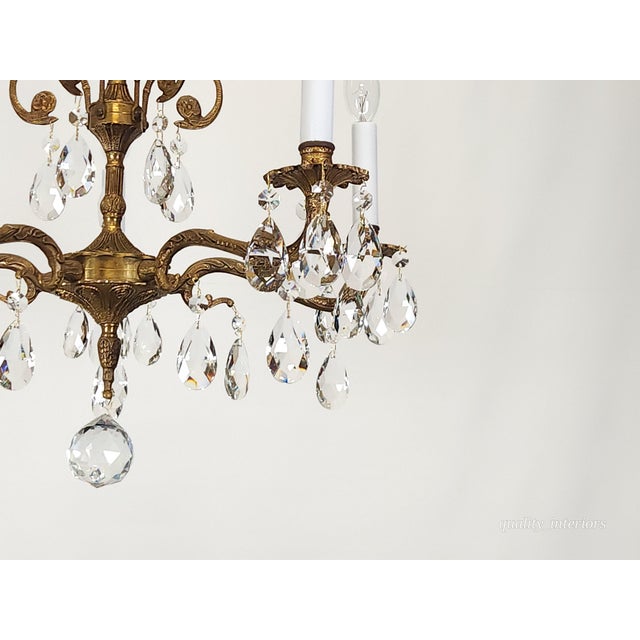 Offered for your consideration is an original Antique 5 Arm 5 Light Absolutely Petite Adorable Brass Cut Lead Glass...
