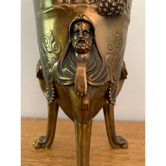 Antique French Bronze Vessel Urn - F. Levillain Jardiniere Vase For Sale - Image 11 of 12