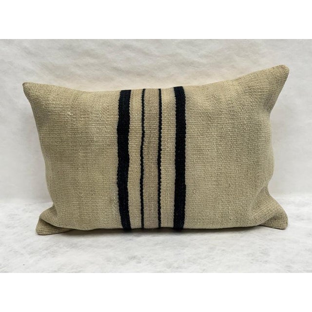 Turkish Hemp Pillow Cushion Natural Beige Black Pillow Cushion Cover 16" x 24" #30249 Enhance your home decor with our...