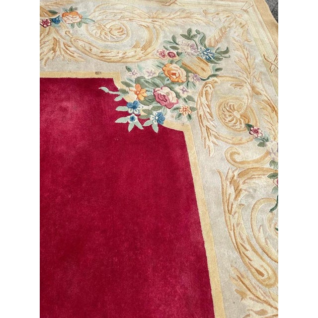 Beige Large Savonnerie Hand Tufted Rug, 1950s For Sale - Image 8 of 18