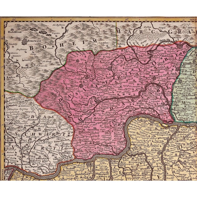 Traditional Austria Including Vienna and the Danube: Hand-Colored 18th Century Homann Map For Sale - Image 3 of 5