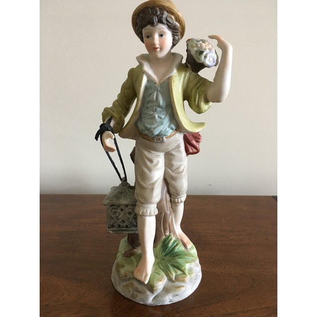 Vintage Boy Holding Light Lantern Figurine Chairish