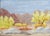 Vintage 1980 oil on masonite impressionist autumn mountain desert landscape painting by Jane Wells Moran (20th Century)...