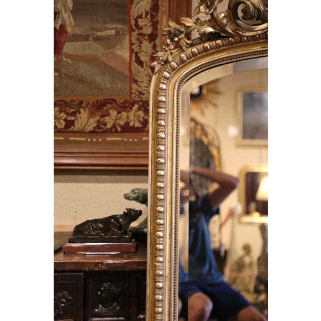 19th Century French Louis XV Carved Giltwood Beveled Wall Mirror For Sale In Dallas - Image 6 of 10