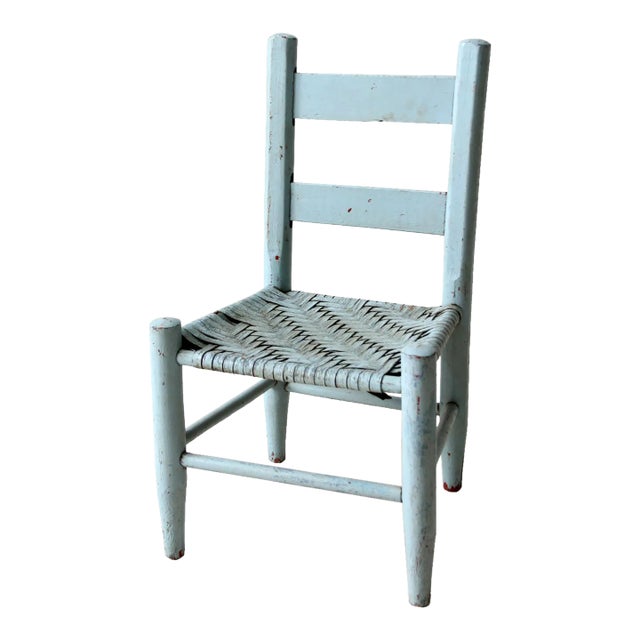 Antique Painted Woven Seat Children's Chair For Sale
