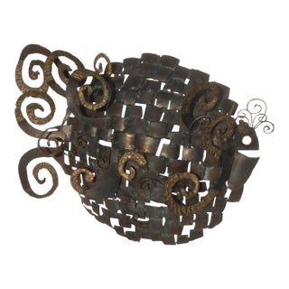 Large Brutalist Torch Cut Fish Wall Sculpture For Sale