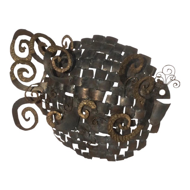 Large Brutalist Torch Cut Fish Wall Sculpture For Sale
