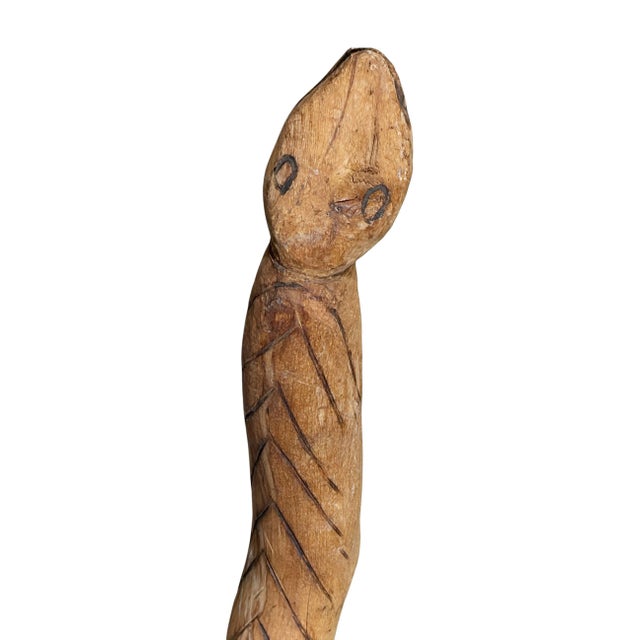 Wood Vintage Tribal Naturalistic Carved Lg Snake Papua New Guinea 49.5" W For Sale - Image 7 of 8