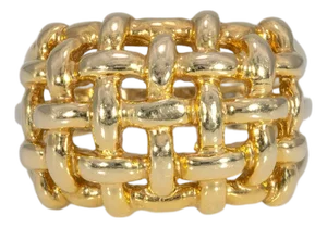 Basket-Weave Estate Ring in Solid 14k Gold – Woven Gold Ring, Size 7