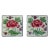 Hand Painted Flower Graphic Square Porcelain Coaster / Tile 2 Pcs For Sale