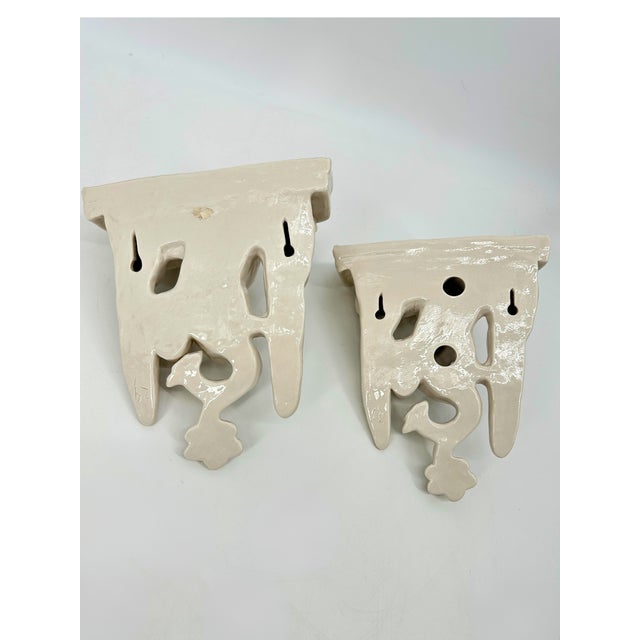 Mid-Century White Ceramic Dragon Wall Sconce Shelf Pair For Sale In Greensboro - Image 6 of 10