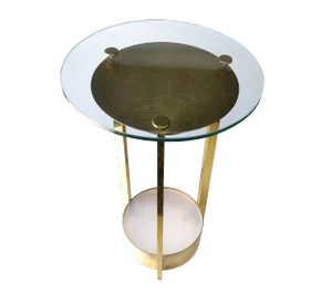 Dorothy Thorpe Illuminated Brass and Glass Side Table