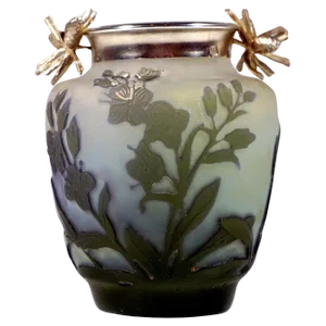 Art Nouveau Cameo Vase with Silver Mounting by Émile Gallé, Nancy, France, 1904