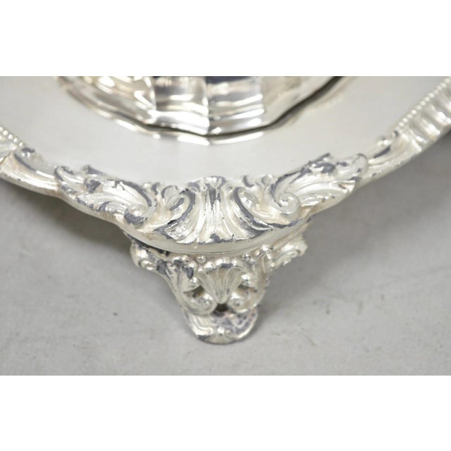 Metal Vintage Victorian Silver Plated Meat Serving Platter Tray W/ Covered Dishes For Sale - Image 7 of 18