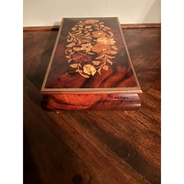 Mid 20th Century Modern Italian Inlaid Wood Music Jewelry Box, Italian Movement, Working For Sale - Image 9 of 12