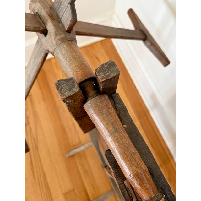 Antique Primitive Wood Yarn Spinning Wheel For Sale - Image 6 of 11