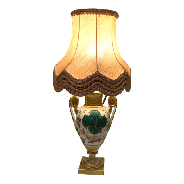 Floral Porcelain Vase Lamp, 1890s For Sale
