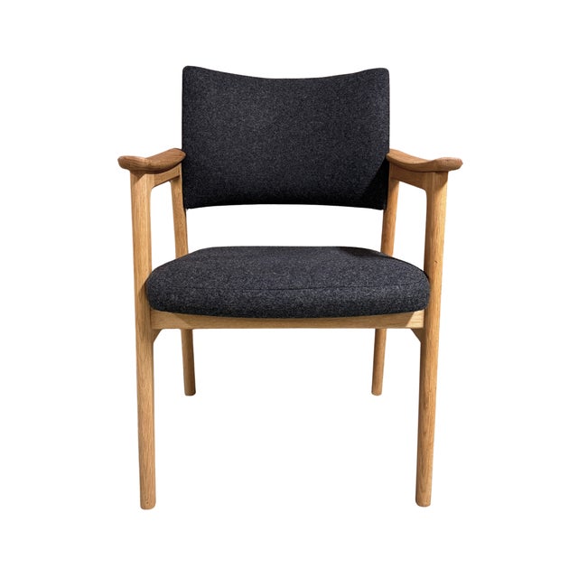 Charcoal Erik Kirkegaard Danish Modern Oak Armchair, 1960s, Attributed For Sale - Image 8 of 9