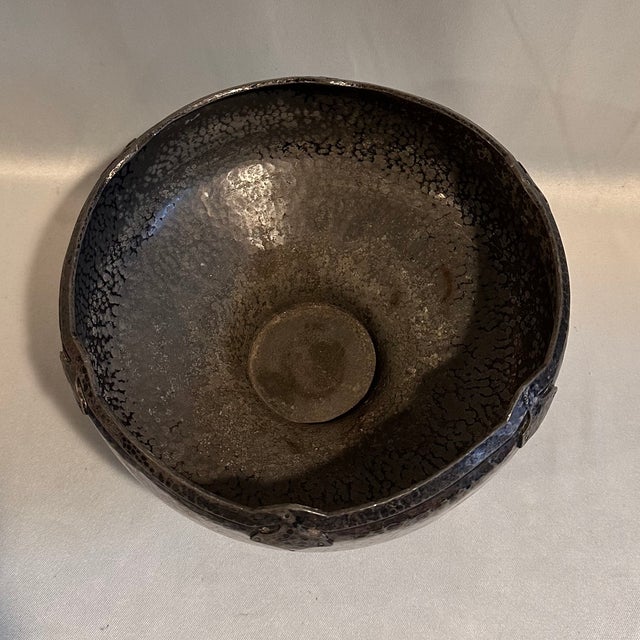Black Antique Arts and Crafts Hammered Silverplate Bowl For Sale - Image 8 of 13