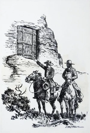 Late 20th Century Eugene Shortridge Cowboy Pen & Ink Western Drawing