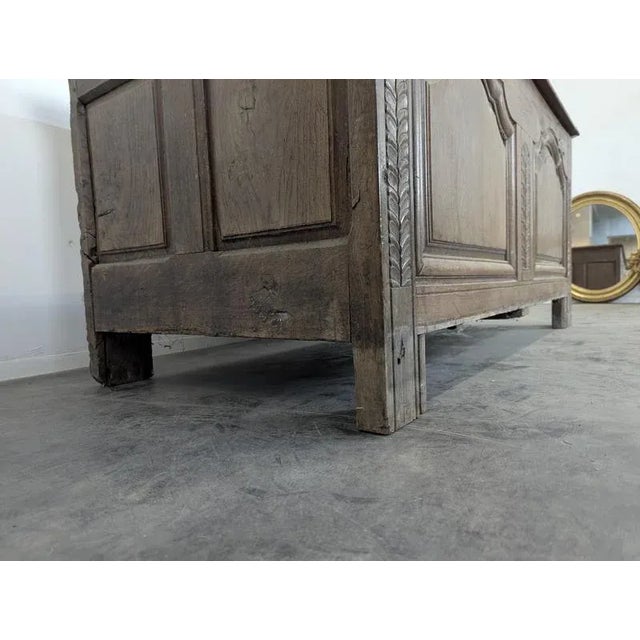 Wood Antique Solid Oak Chest, 1700s For Sale - Image 7 of 8