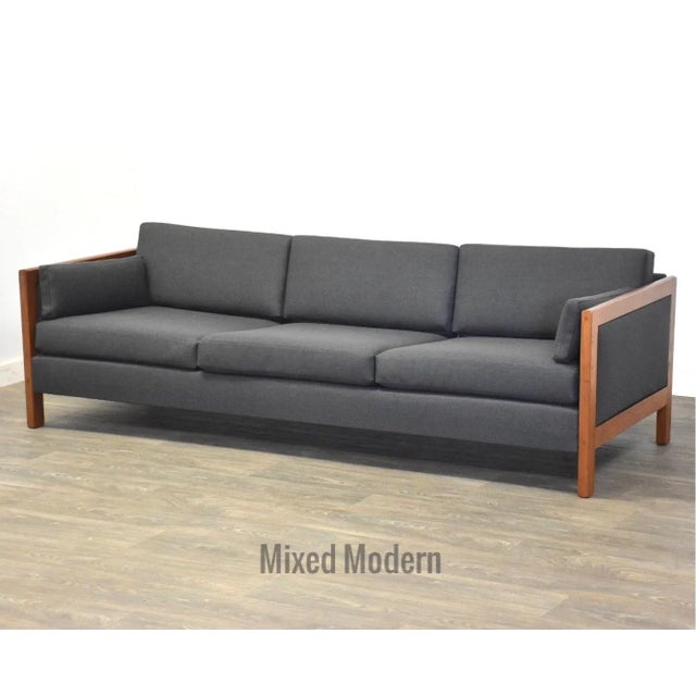 Mid Century Teak Grey Sofa For Sale - Image 10 of 10