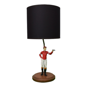 Late 20th Century Red Jockey Lamp W/ Shade