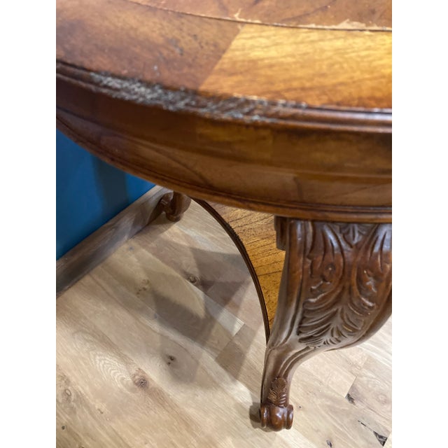 2000 - 2009 Hekman Round Side Table With Queen Anne Legs For Sale - Image 5 of 7