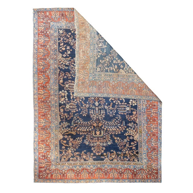 1900 - 1909 Antique Persian Sarouk Rug 8'8'' x 11'8'' For Sale - Image 5 of 12