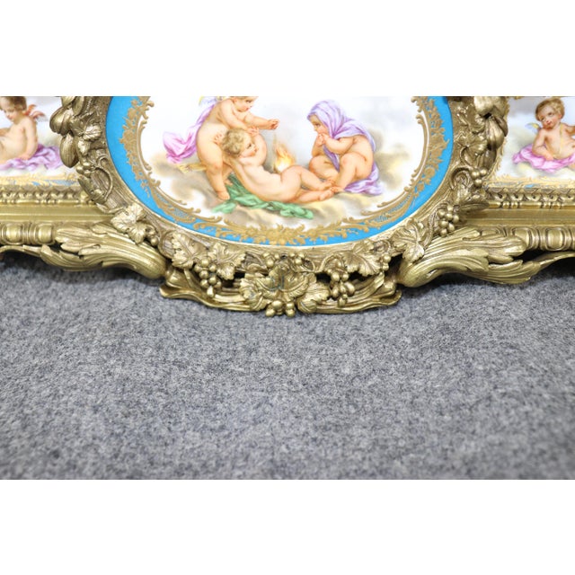 Fine Quality French Bronze Sevres Style Figural Placques Adorned Mantel Clock For Sale - Image 13 of 15