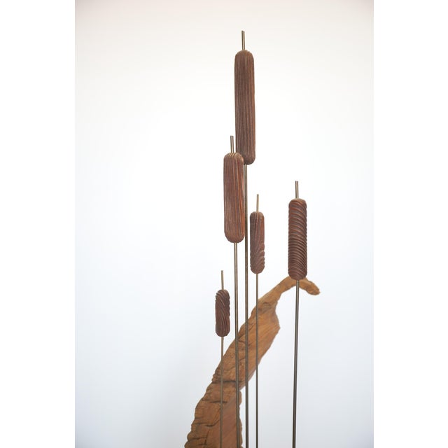 Vintage organic cattail and driftwood sculpture. Wonderfully unique and modern take on a ‘pond scene’. Cattails are...
