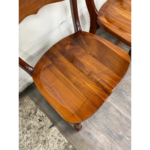Mid 20th Century Vintage Colonial Revival Early American Style Walnut Dining Chairs - Set of 6 For Sale - Image 5 of 15