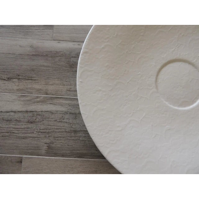 Oversize Round Ceramic Decorative Bowl by Marcel Wanders for Bb Italia. Tone-on-tone, beige color. Size: 20.5"D x 2"H