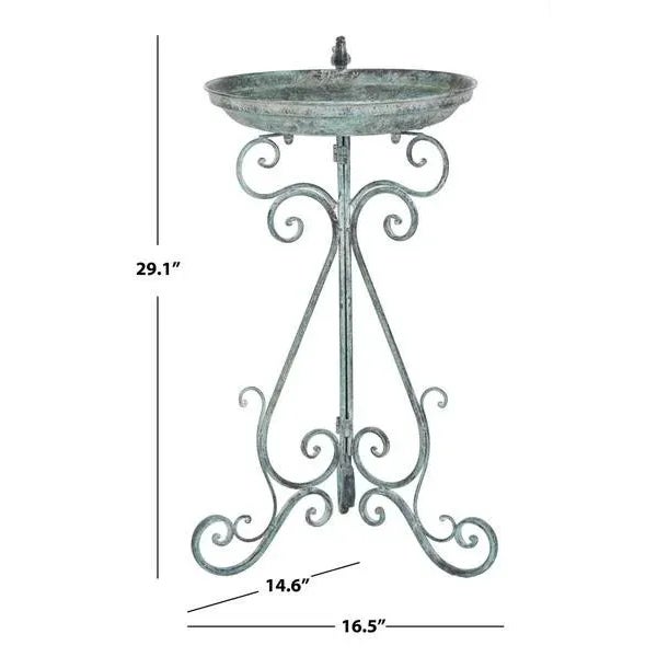 Safavieh Outdoor Ashlan Bird Bath - Ant Dark Green For Sale - Image 4 of 9