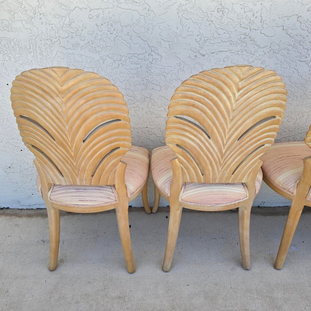 Vintage Venetian Grotto Style Carved Wood Palm Leaf Dining Chairs Set of 4 For Sale - Image 17 of 18
