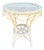 Vintage White Wicker and Rattan Side Table With Scalloped Skirt For Sale